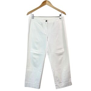 Eileen Fisher White Organic Cotton Cropped Ankle Lagenlook Pants Size Small